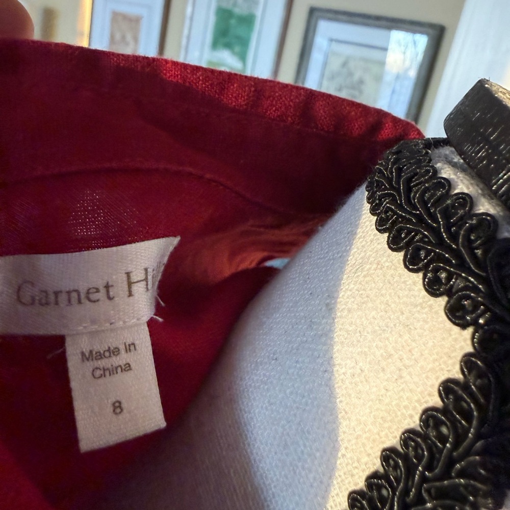 Garnet Hill red linen button up dress, 8 NBW w/out tags. - Picture 7 of 8
